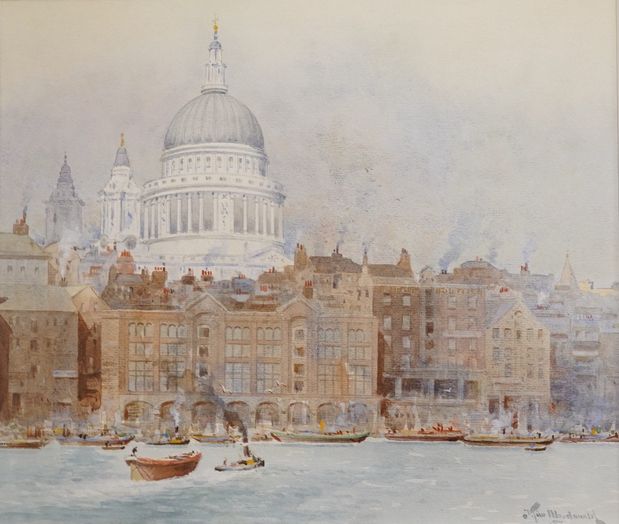J.Tim MacDonald (Exh.1889-1919), St Peter’s and St Paul’s, signed and dated (19)27, pair of watercolours, 31 x 36.5cm